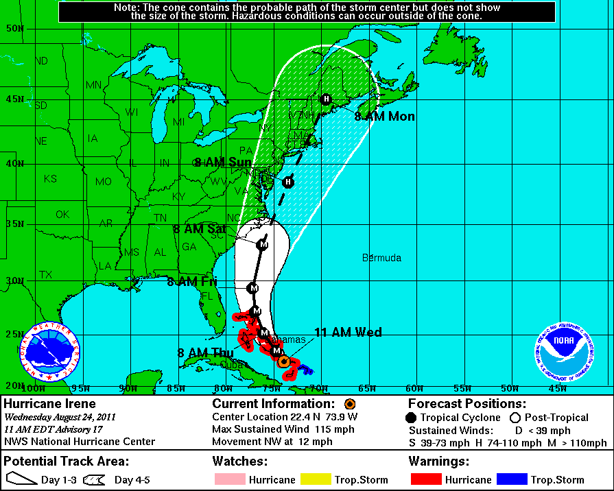 Hurricane irene map